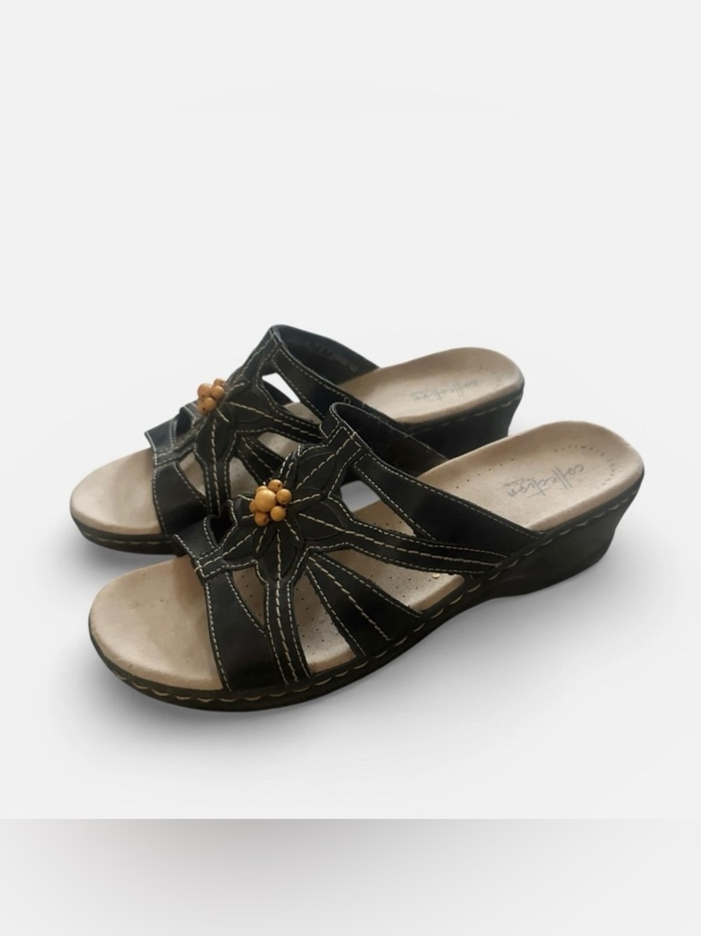 Clark’s Lexi Myrtle Leather Slides Sandals Womens 9.5 wide